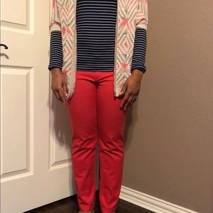 Peach, creme and gray cardigan